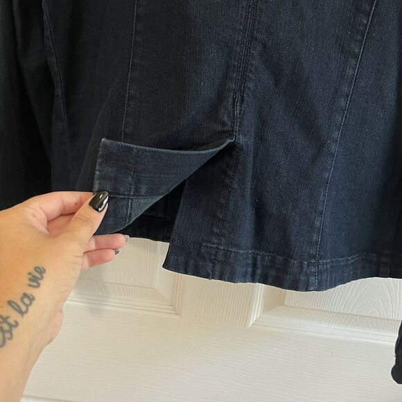 Levi Strauss Signature Denim Jacket Size M Blue Dark Wash Gold Buttons Collared - Picture 12 of 12